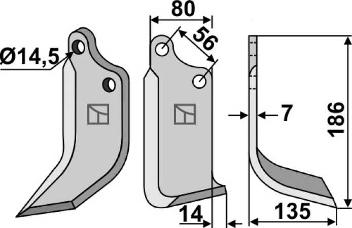 Fräsmesser 186x80mm, rechts